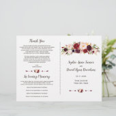 Burgundy Marsala Blush Bloral Wedding Program (Stehend Vorderseite)