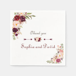 Burgundy Marsala Blush Bloral Wedding Serviette