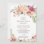 burgundy Marsala Blush Boho Wedding Einladung (Vorderseite)