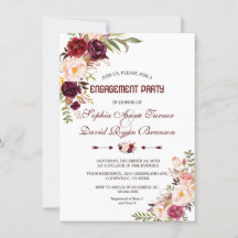 Burgundy Marsala Blush Floral Engagement Party