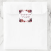 Burgundy Marsala Blush Pink Peony Gastgeschenk Hoc Quadratischer Aufkleber (Tasche)