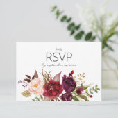 Burgundy Marsala Blush with Meal - White RSVP Karte (Stehend Vorderseite)