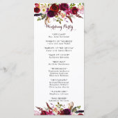 Burgundy Marsala Bohemisch Floral Wedding Program Programm (Rückseite)