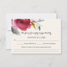 Burgundy Marsala Boho Floral Wedding RSVP Karte