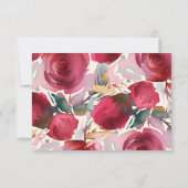 Burgundy Marsala Boho Floral Wedding RSVP Karte (Rückseite)