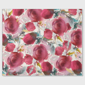 Burgundy Marsala Boho Watercolor Floral Pattern Geschenkpapier (Flach)