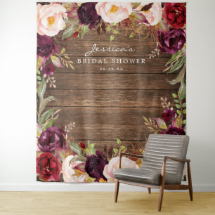 Burgundy Marsala Brautparty Hintergrund Wandteppich