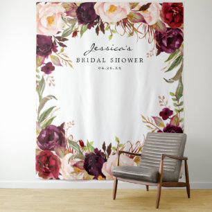 Burgundy Marsala Brautparty Hintergrund Wandteppich