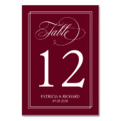 Burgundy Marsala Einfache Hochzeit Tischnummer (Vorderseite)