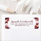 Burgundy Marsala Fall Peony Wedding Address Labels (Insitu)