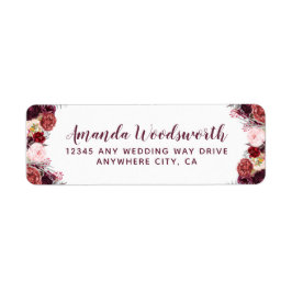 Burgundy Marsala Fall Peony Wedding Address Labels