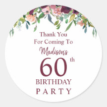 Burgundy Marsala Floral 60. Geburtstag Vielen Dank