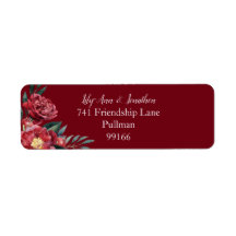Burgundy Marsala Floral Address
