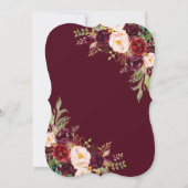 Burgundy Marsala Floral Antlers Graduation Party Einladung (Rückseite)