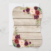 Burgundy Marsala Floral Antlers Wedding Abend Einladung (Rückseite)