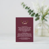 Burgundy Marsala Floral Antlers Wedding Details Begleitkarte (Stehend Vorderseite)
