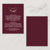 Burgundy Marsala Floral Antlers Wedding Details Begleitkarte (Vorne/Hinten)
