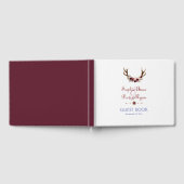 Burgundy Marsala Floral Antlers Wedding Gästebuch (Voll)