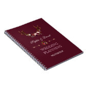 Burgundy Marsala Floral Antlers Wedding Planner Notizblock (Rechte Seite)