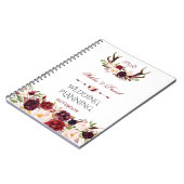Burgundy Marsala Floral Antlers Wedding Planner Notizblock (Linke Seite)