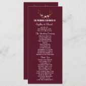 Burgundy Marsala Floral Antlers Wedding Programm (Vorne/Hinten)