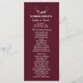 Burgundy Marsala Floral Antlers Wedding Programm (Vorderseite)