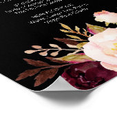 Burgundy Marsala Floral Bar Sign Black Poster (Ecke)