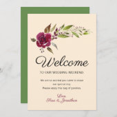 Burgundy Marsala Floral | Begrüßung (Vorne/Hinten)