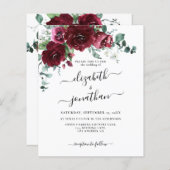 Burgundy Marsala Floral Budget Einladung Hochzeit (Vorne/Hinten)