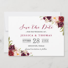 Burgundy Marsala Floral Chic Hochzeit Speichern Si Save The Date