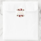 Burgundy Marsala Floral Gastgeschenk Hochzeit Stic Runder Aufkleber (Tasche)