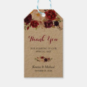 Burgundy Marsala Floral Gastgeschenk Hochzeit Viel Geschenkanhänger (Vorderseite)