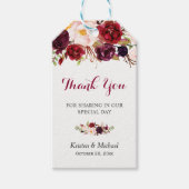 Burgundy Marsala Floral Gastgeschenk Hochzeit Viel Geschenkanhänger (Vorderseite)