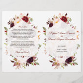 Burgundy Marsala Floral Geometric Wedding Program (Vorderseite)
