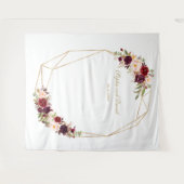 Burgundy Marsala Floral Gold Wedding Foto Booth Wandteppich (Vorderseite (Horizontal))