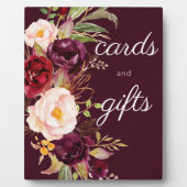 Burgundy Marsala Floral Guestbook Sign Fotoplatte (Vorderseite)