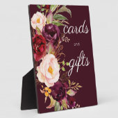 Burgundy Marsala Floral Guestbook Sign Fotoplatte (Seite)