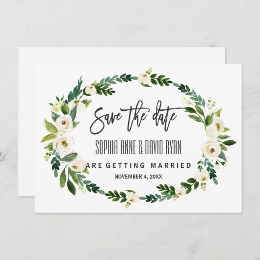 Burgundy Marsala Floral Handwriting Save the Date (Vorne/Hinten)