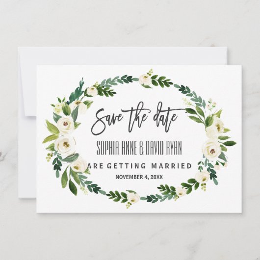 Burgundy Marsala Floral Handwriting Save the Date (Vorderseite)