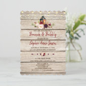 Burgundy Marsala Floral Lantern Brunch & Bubbly Einladung (Stehend Vorderseite)