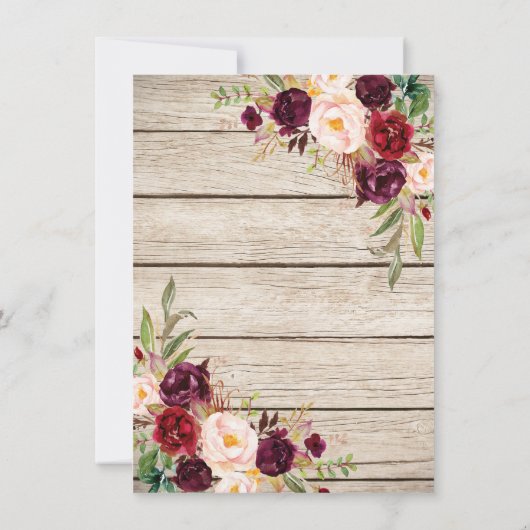 Burgundy Marsala Floral Lantern Engagement Party Einladung (Rückseite)