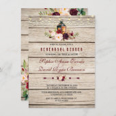 Burgundy Marsala Floral Lantern Probe Dinner Einladung (Vorne/Hinten)