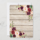 Burgundy Marsala Floral Lantern Wedding Einladung (Rückseite)