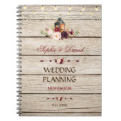 Burgundy Marsala Floral Lantern Wedding Planner Notizblock (Vorderseite)
