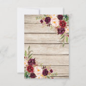 Burgundy Marsala Floral Lantern Wedding RSVP (Rückseite)