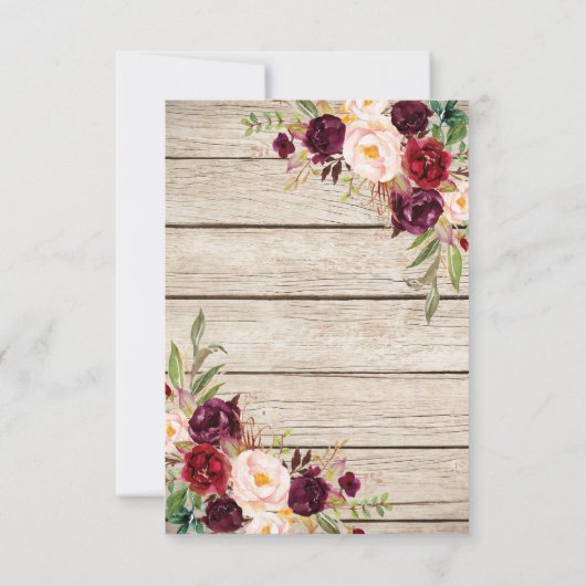 Burgundy Marsala Floral Lantern Wedding RSVP (Rückseite)