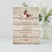 Burgundy Marsala Floral Lantern Wedding RSVP Karte (Stehend Vorderseite)