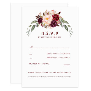 Burgundy Marsala Floral UAWG RSVP Karte
