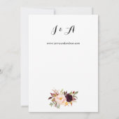 Burgundy Marsala Floral Wedding 3 White Einladung (Rückseite)