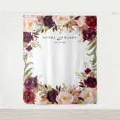 Burgundy Marsala Floral Wedding Decke Hintergrund Wandteppich (Vorderseite)